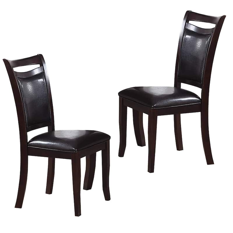 Dark Brown/Dark Brown Faux Leather Upholstered Wood Frame Dining Chair, Sturdy Dining Chair for Dining Rooms - 21.75
