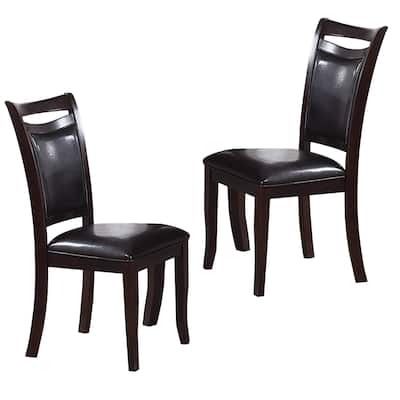 Dark Brown/Dark Brown Faux Leather Upholstered Wood Frame Dining Chair, Sturdy Dining Chair for Dining Rooms - 21.75