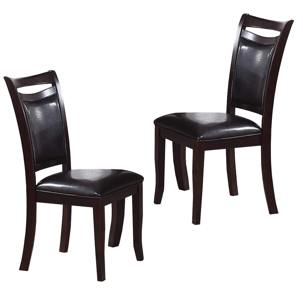 Dark Brown/Dark Brown Faux Leather Upholstered Wood Frame Dining Chair, Sturdy Dining Chair for Dining Rooms - 21.75