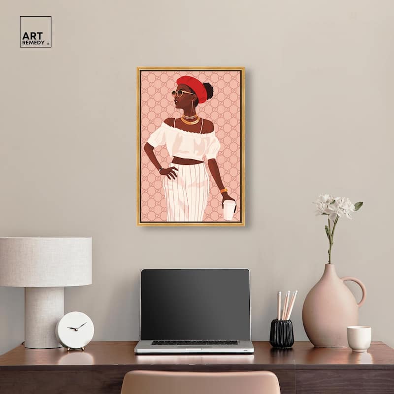 Her Stylish Coffee Look Canvas by Art Remedy