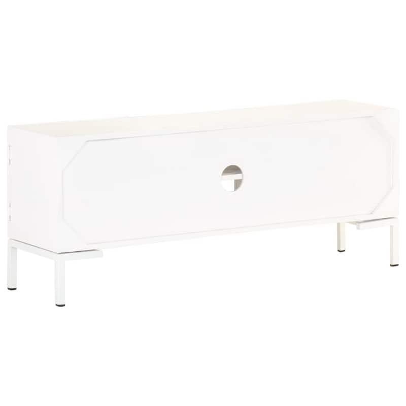 vidaXL TV Stand White 45.3"x11.8"x18.1" Solid Wood Mango - 45.3" x 11.8" x 18.1"