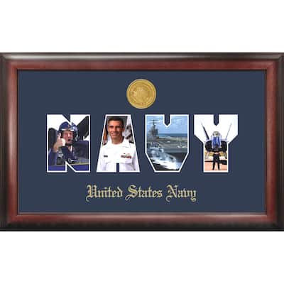 Patriot Frames Navy Collage Photo Frame Gold Medallion