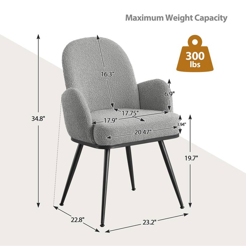 Fabric Upholstered Dining Chairs Set of 2/4 with Arms - 34.8"H x 23.2"W x 22.8"D