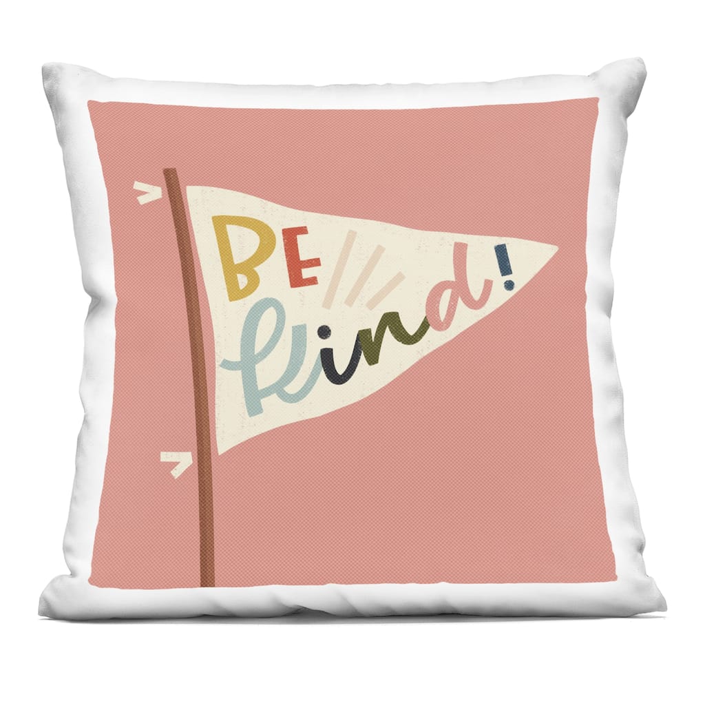 Stupell Be Kind Phrase on Flag Decorative Printed Throw Pillow Design by Sarah Hickman