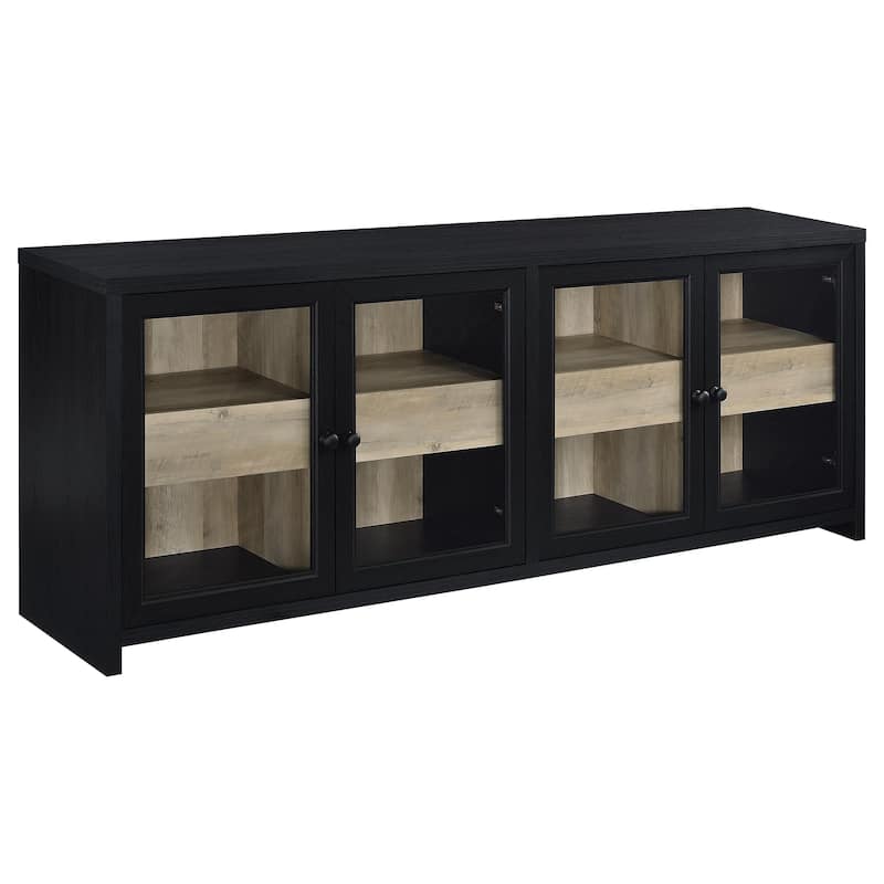 Denison 79-Inch 4-Door TV Stand Media Console Black - Black