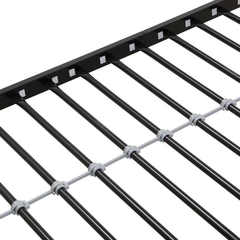 Twin Over FULL Metal Bunk Bed with Trundle 2-Side Ladder and Full-Length Guardrail,No Box Spring Needed,Large underbed storage