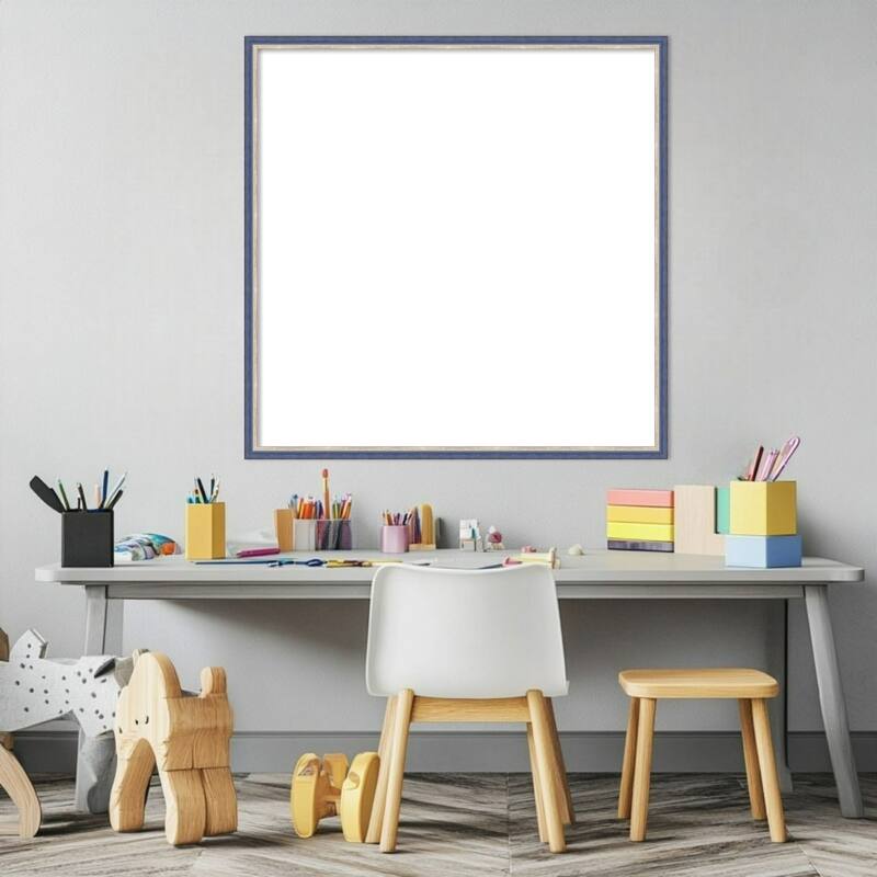 Amanti Art Theo Black Silver Narrow Framed Dry Erase Magnetic Board