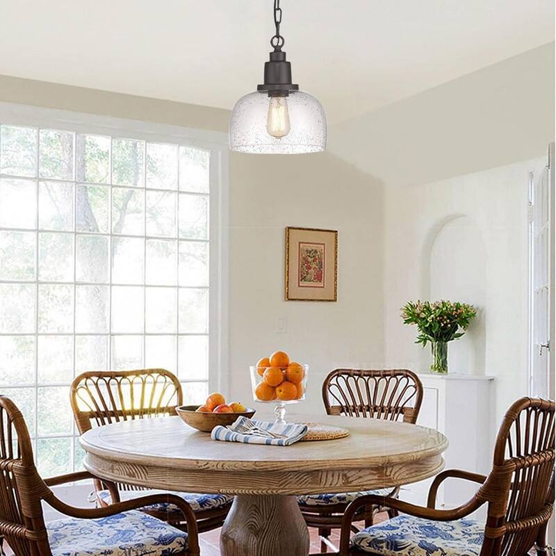 1 Light hanging light dark bronze pendant light glass, metal island tlight