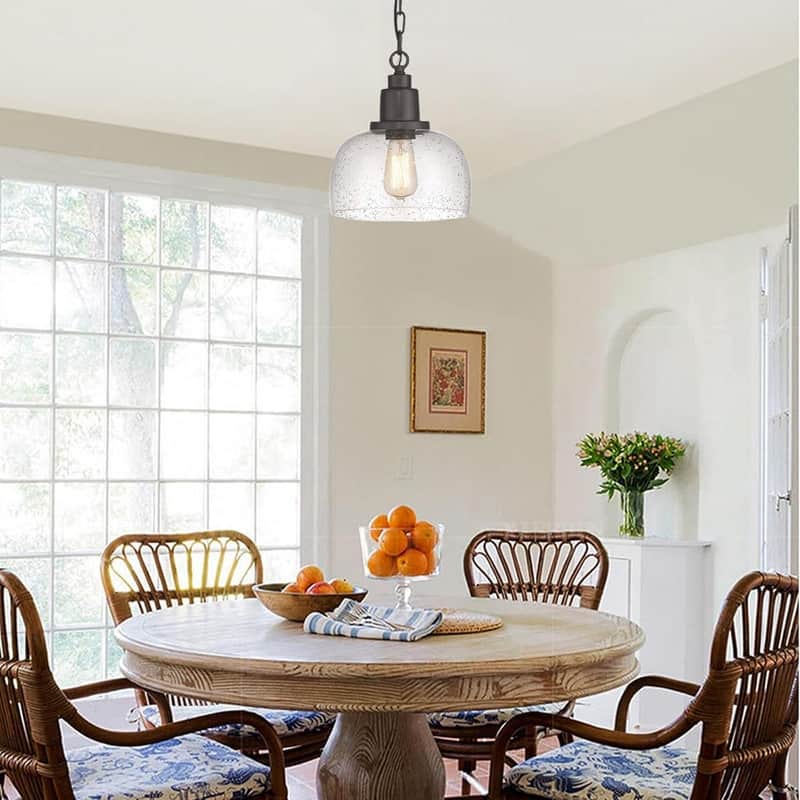 1 Light hanging light dark bronze pendant light glass, metal island tlight