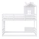 preview thumbnail 5 of 7, White Twin over Twin Pine Wood Bunk Bed with Lovely Windmill Design, Guardrails, and Ladder, Featuring Roof and Window