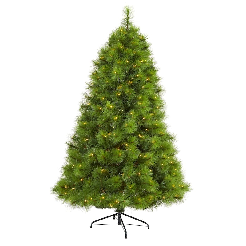 6.5ft. Green Pine Artificial Christmas Tree with 350 Clear LED Lights - Timeless Holiday X-Mas Glow