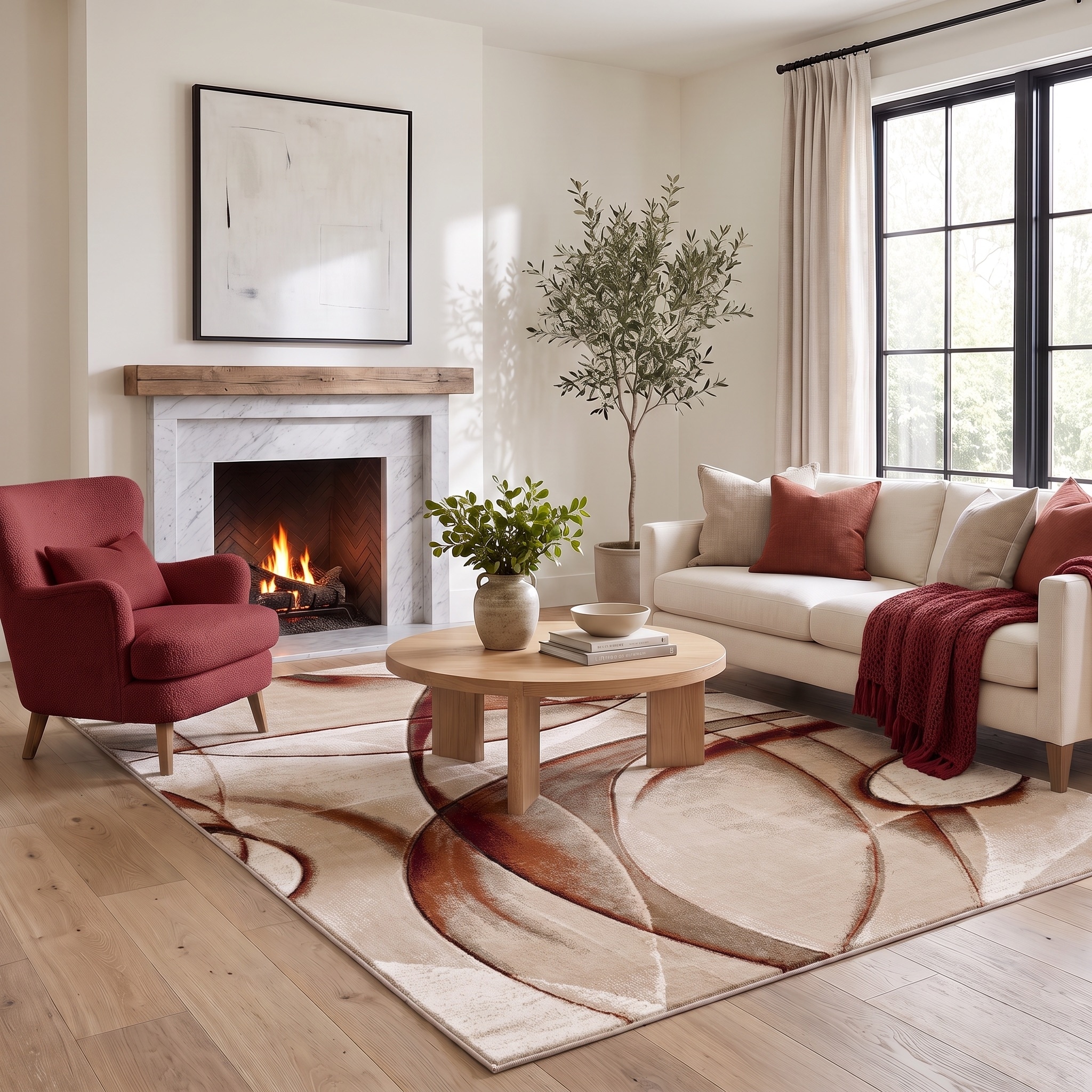 MDA Rugs Alexia Collection Beige/Brown Abstract Modern & Contemporary Area Rug