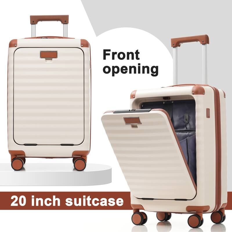 Luggage Sets 5 Piece, Expandable Carry on Suitcase with Spinner Wheels TSA Lock USB Port, Cup Holder Duffel Bag and Toiletry Bag