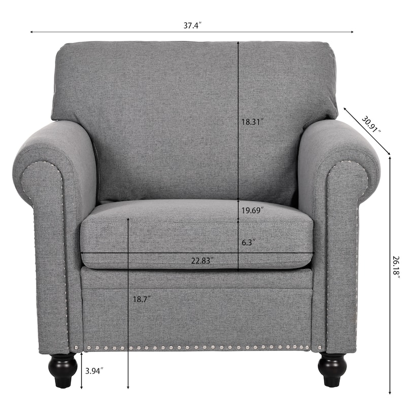 37.4" Accent Chair with Nailheads