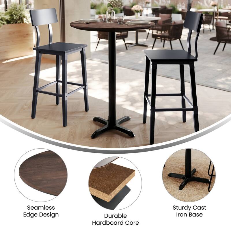 Commercial HPL Tabletop with Bar Height Crisscross Base