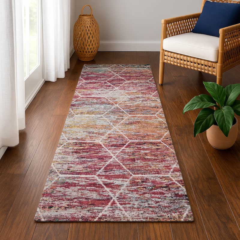 Premium Washable Super Soft Geo Abstract Mayfield Rug - Pink - 2'3" x 7'6"