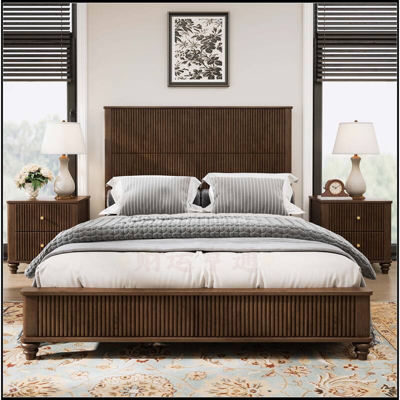 Queen Platform Bed Frame with Tall Headboard