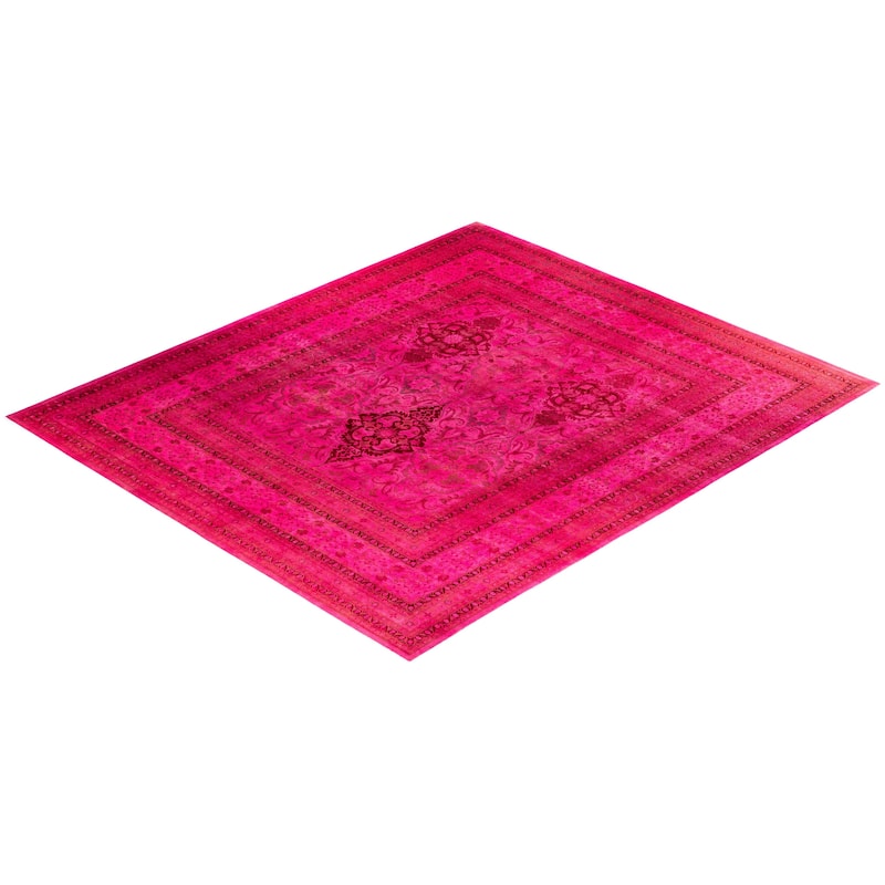 Overdyed One-of-a-Kind Hand-Knotted Area Rug - Pink - 12' 4" x 14' 2"