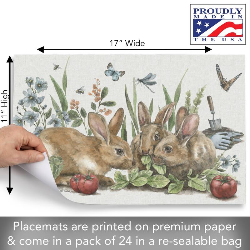 Garden Patch 24 Sheet Reusable Premium Paper Stock Placemats in Resealable Storage Bag Made in The USA 17" x 11"