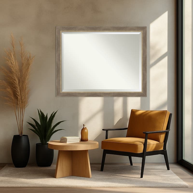 Driftwood Tan Beveled Wood Framed Wall Mirror - Driftwood Tan
