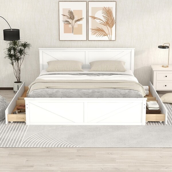 White wooden platform bed new arrivals