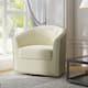 Modern Swivel Barrel Chair with Nailhead Trim - White