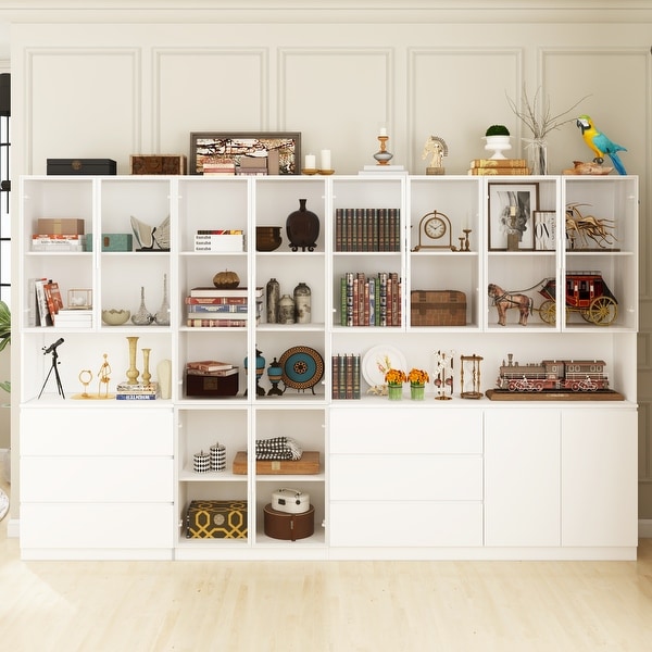 Modern bookshelf with glass doors 2025