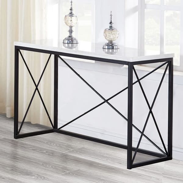 Carbon Loft Havinga Modern White Marble Sofa Table - On Sale - Bed Bath ...