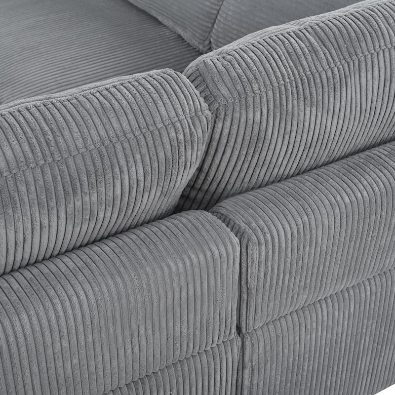 Corduroy Modular Sectional Sofa, L Shaped Corner Sectional Lounge Couches, wMovable Ottoman Sectional Sleeper Sofa Couch
