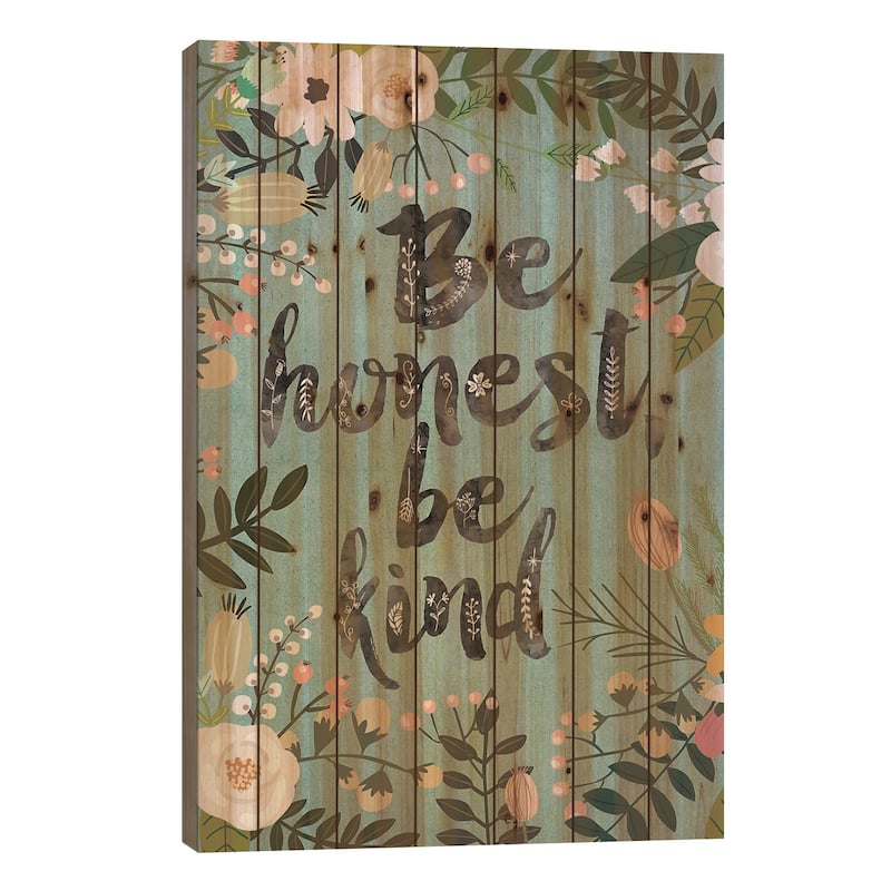 Be Honest, Be Kind Print On Wood by Mia Charro - Multi-Color - 40x26x1.5