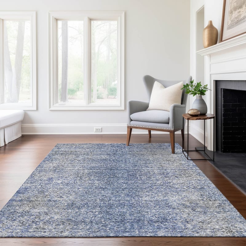Machine Washable Indoor/ Outdoor Chantille Solid Contemporary Rug