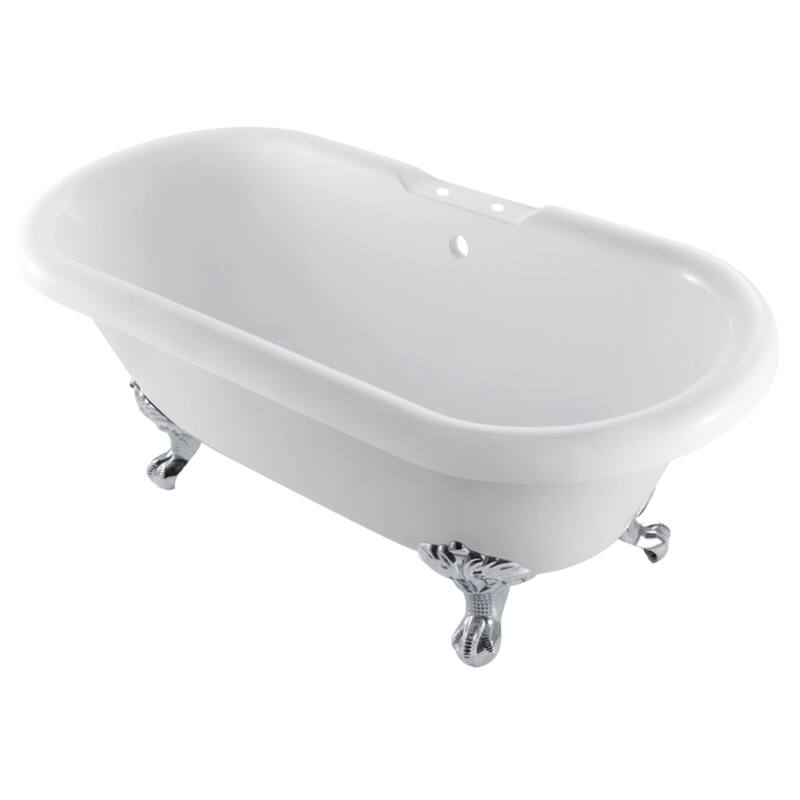 Aqua Eden 67-Inch Acrylic Oval Double Ended Clawfoot Tub