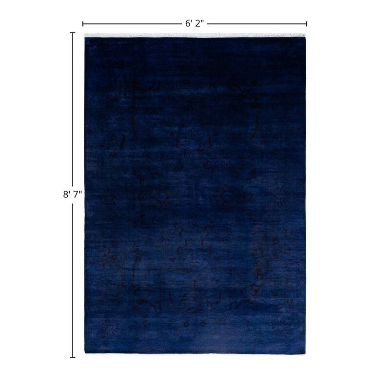 Fine Vibrance One-of-a-Kind Hand-Knotted Area Rug - Purple, 6' 2" x 8' 7" - 6' 2" x 8' 7"