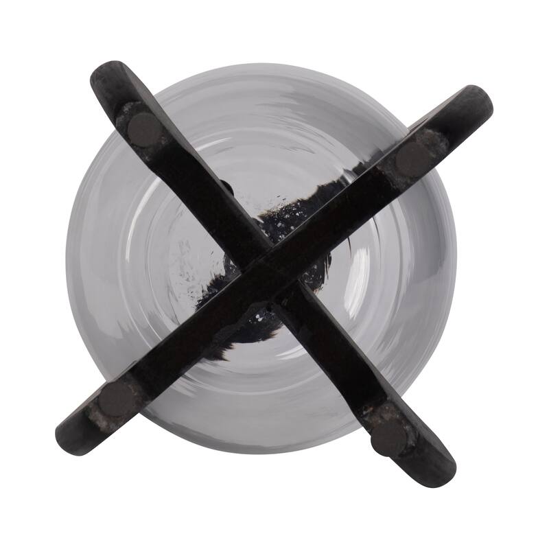 Glass Hurricane Lantern with Wood Handle - Black, 15 in. - 15.0"