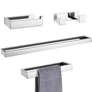 Bath Towel Bar Set, Polished Chrome 4-Piece Bathroom Hardware Set ...