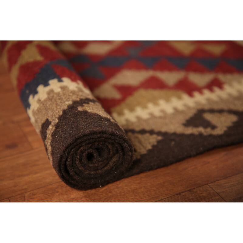Reversible Kilim Area Rug Hand-woven Multi-Color Wool Foyer Carpet - 3'0" x 5'2"