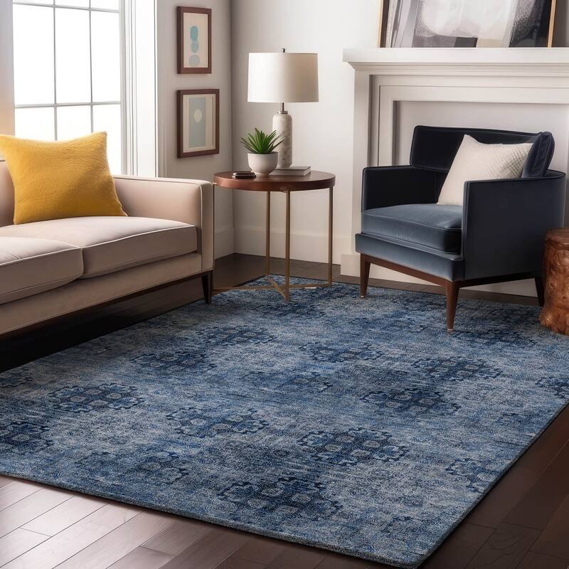 Premium Washable Super Soft Boho Modern Mayfield Rug - Navy - 10' x 14' - Rectangle