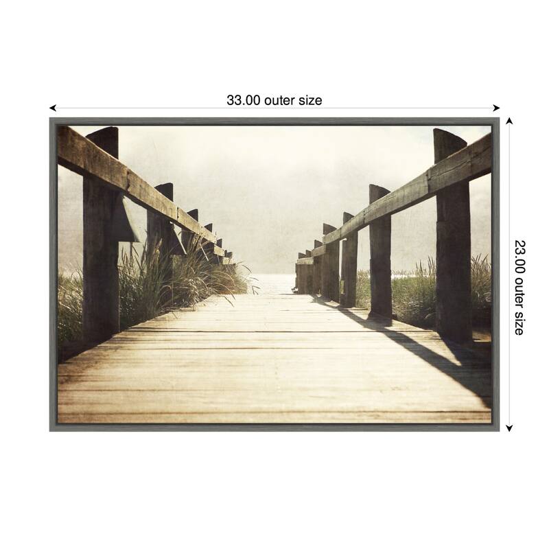 Kate and Laurel Sylvie Cannon Beach Wood Walkway Framed Canvas by Saint and Sailor Studios