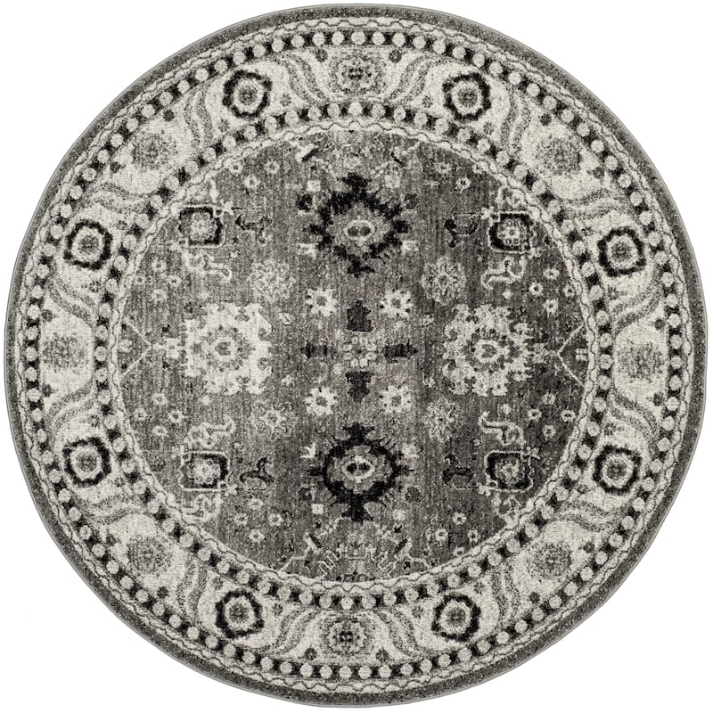 SAFAVIEH Vintage Hamadan Bridget Traditional Oriental Rug - 6'7" Round - Grey/Black