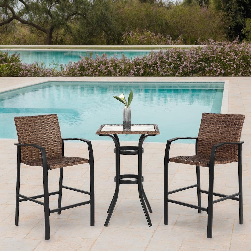 3 Pieces Outdoor Bar Stools Set