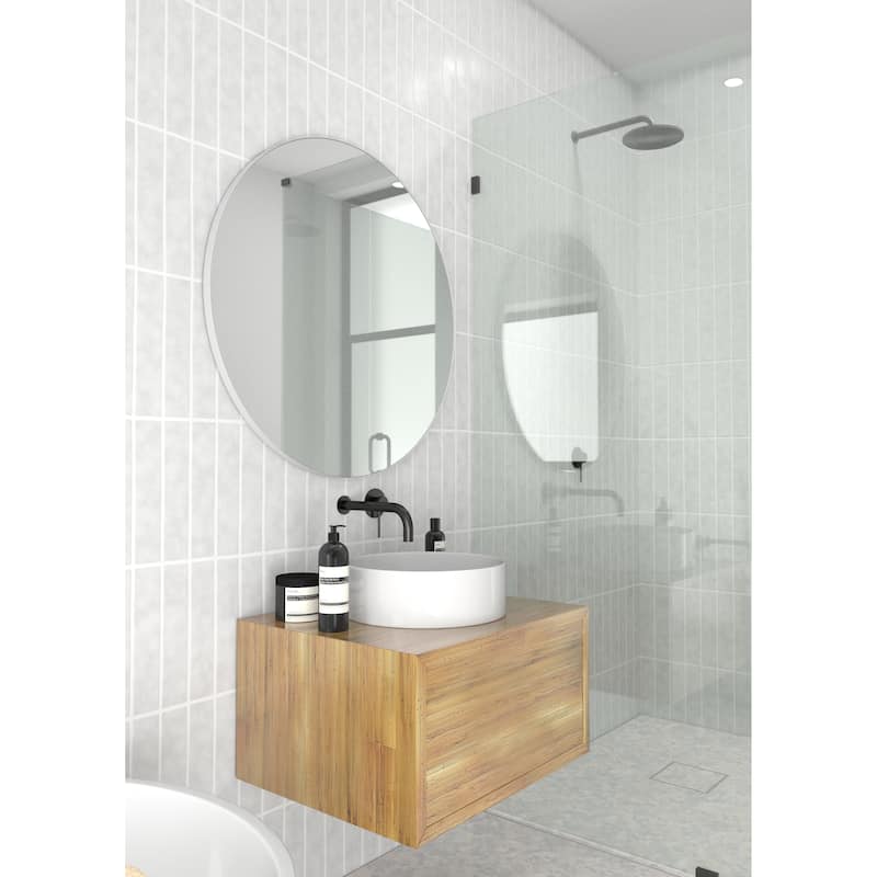 Glass Warehouse Round 32" Stainless Steel Framed Mirror