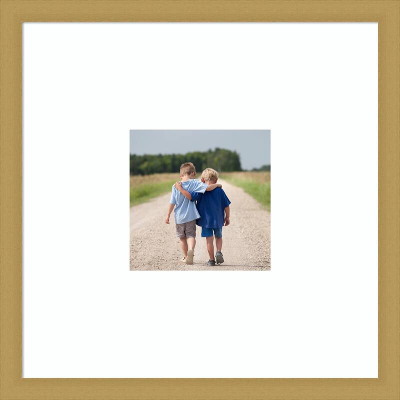 Grace Brushed Gold Narrow Framed Picture Frame, Photo Frame - 20x20 Matted White 8x8 - Grace Brushed Gold Narrow