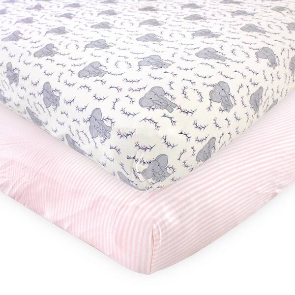 slide 1 of 1, Touched by Nature Baby Girl Organic Cotton Crib Sheet, Girl Elephant, One Size - Girl Elephant - One Size One Size - Girl Elephant