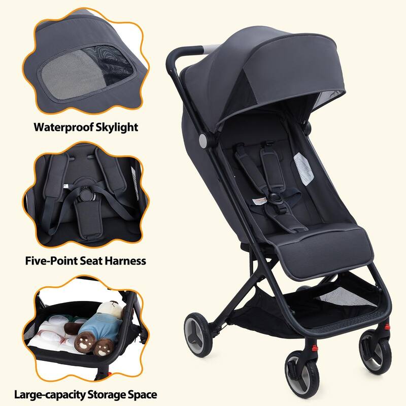 Compact One-Hand Fold Travel Stroller for Airplane Friendly