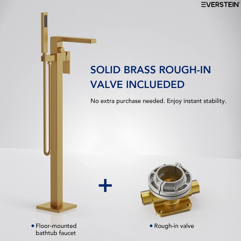 Floor Mount Freestanding Tub Filler with Handshower,Single Handle Bathtub Faucet