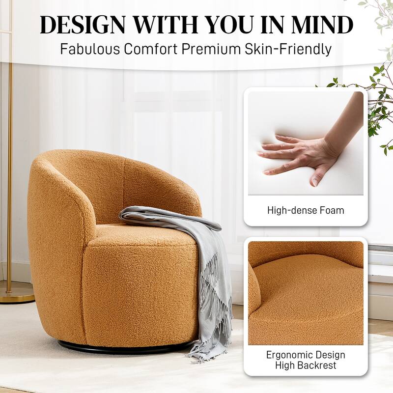 Ouyessir Swivel Barrel Chair Upholstered Armchair (Set of 1)