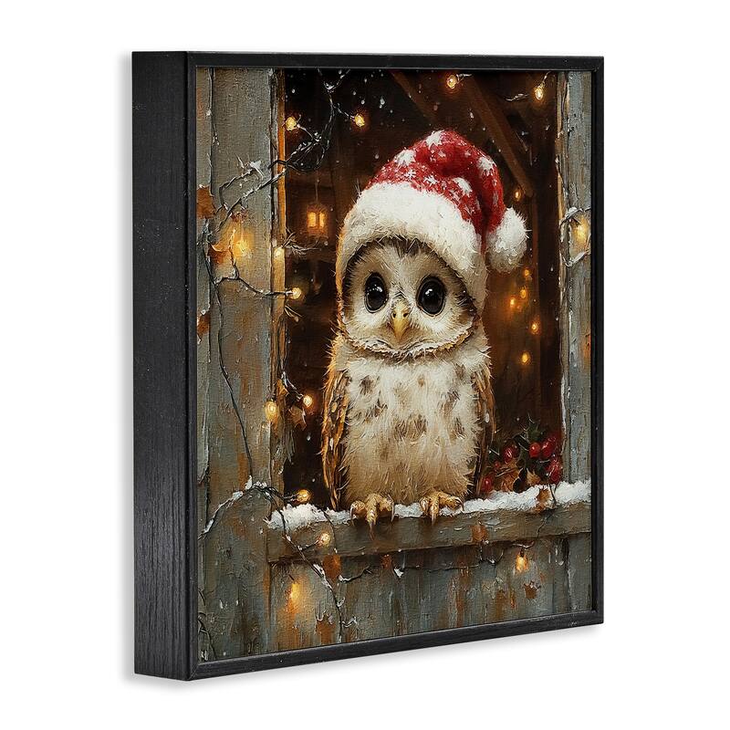 Stupell Festive Owl with Holiday Lights Framed Giclee Art Design By Riley B
