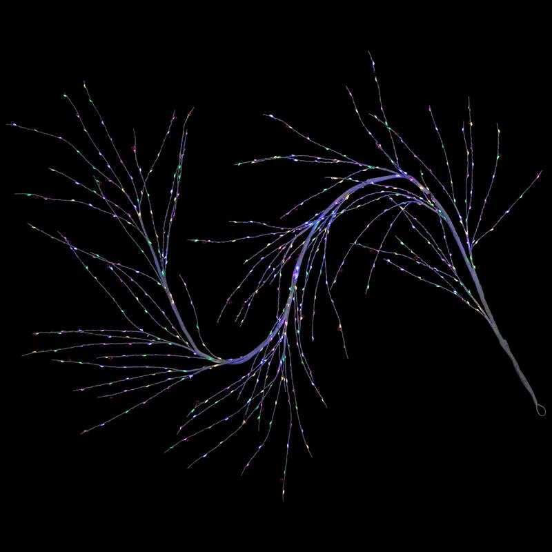 6' x 6" White Christmas Garland Red Jingle Bells, Multi-Color Lights