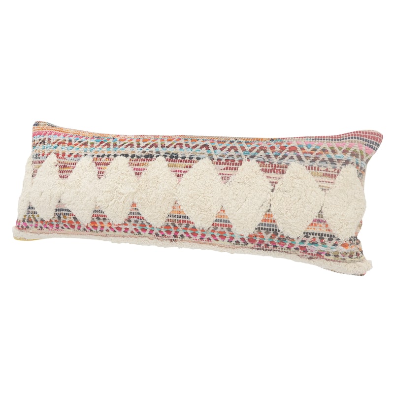 Sevita White Diamond Chevron Cotton Throw Pillow 18 inch