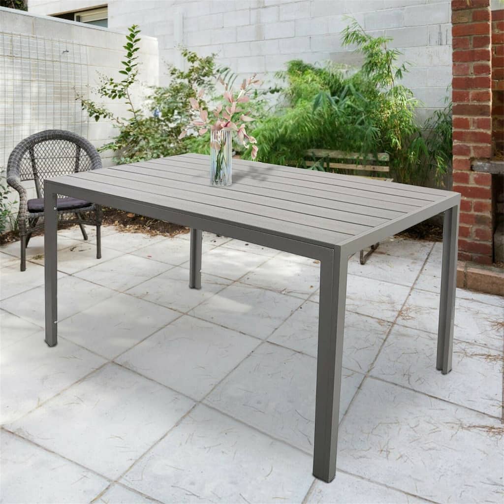 6 Person Outdoor Dining Table, Patio Rectangle Aluminum Table